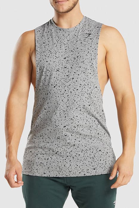 GYMSHARK MICRO PRINT DROP ARM TANK - GREY by Gymshark