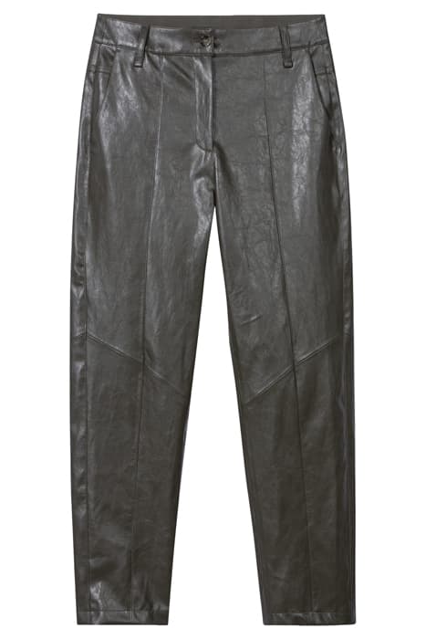 TAPERED FAKE LEATHER TROUSERS DARK OLIVE by Luisa Cerano