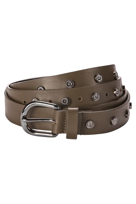 LEATHER BELT WITH STUDS DARK OLIVE by Luisa Cerano