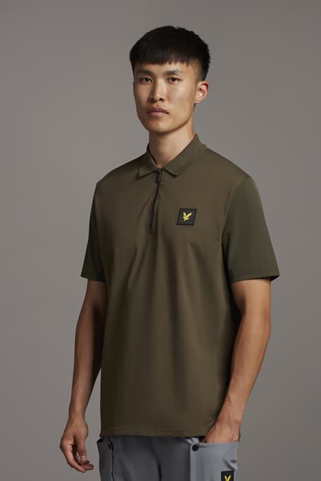 CONTRAST SLEEVE POLO SHIRT OLIVE by Lyle & Scott