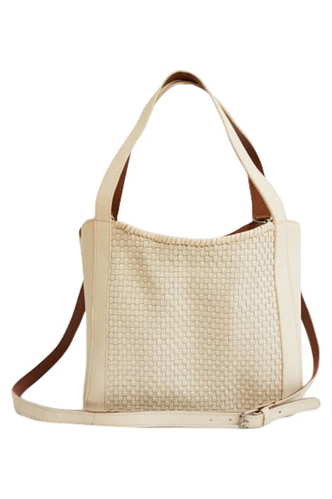 HANNAH WEAVE LEATHER TOTE PALE IVORY by White Stuff