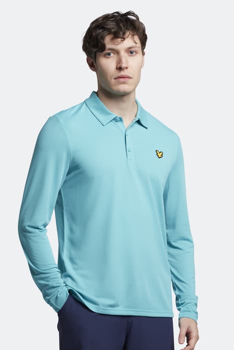 LONG SLEEVE LIGHT POLO SHIRT RETRO BLUE by Lyle & Scott