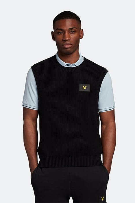 RIBBED VEST JET BLACK by Lyle & Scott