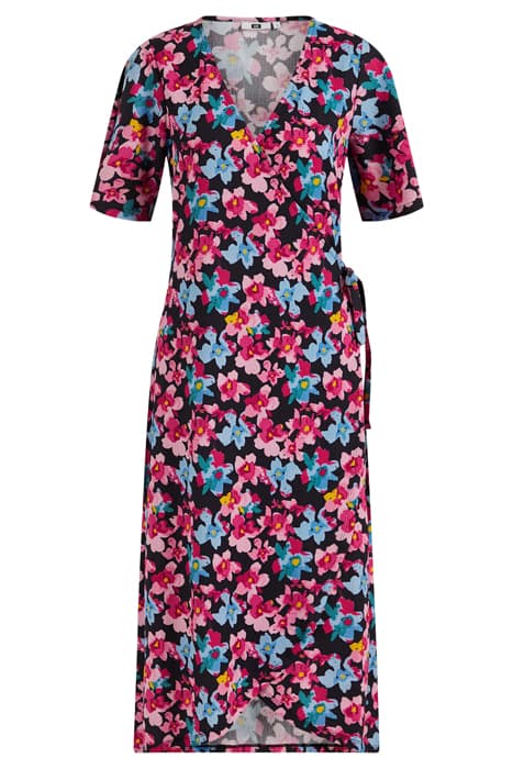 LADIES WRAP DRESS WITH MULTI-COLOURED PATTERN AND STRUCTURE by WE Fashion