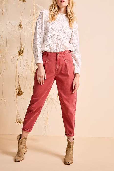 POLLY - 7/8TH HIGH WAIST SLOUCHY BLUSH TROUSERS BLUSH by ONE STEP