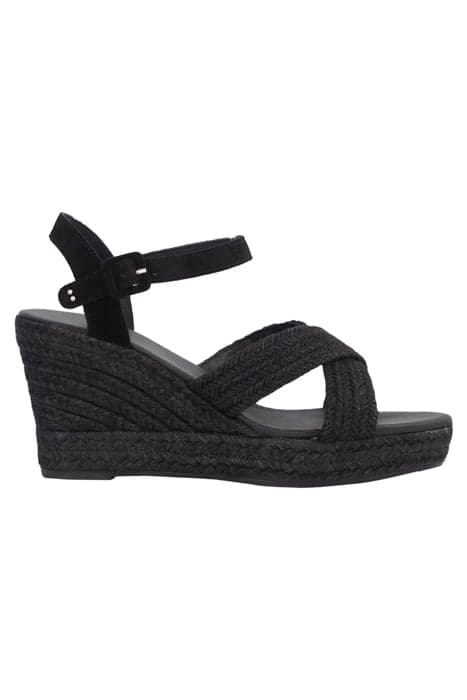 BLACK RAFFIA PLATFORM SANDALS WITH ANKLE BUCKLE by IKKS