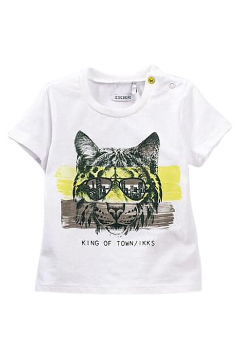 BABY BOYS’ WHITE LYNX WITH GLASSES IMAGE ORGANIC T-SHIRT by IKKS