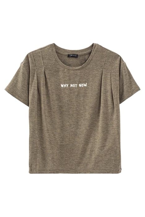 GIRLS’ KHAKI T-SHIRT WITH SLOGAN ON FRONT AND BACK by IKKS