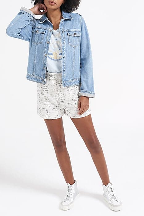 BLEACHED DENIM JACKET WITH REMOVABLE COLLAR by ICODE