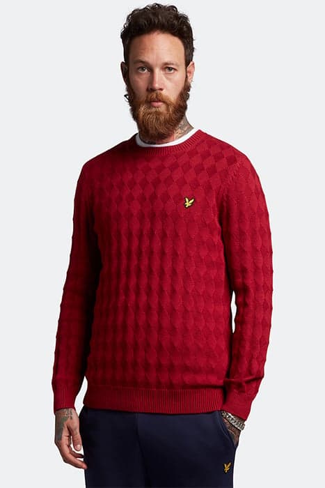 ARGYLE CREW NECK TUNNEL RED by Lyle & Scott