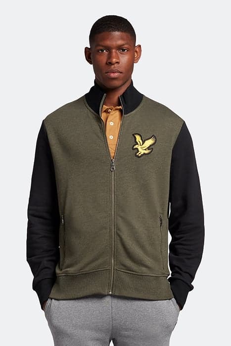 BLOCK MARL TRACK TOP OLIVE MARL/JET BLACK by Lyle & Scott