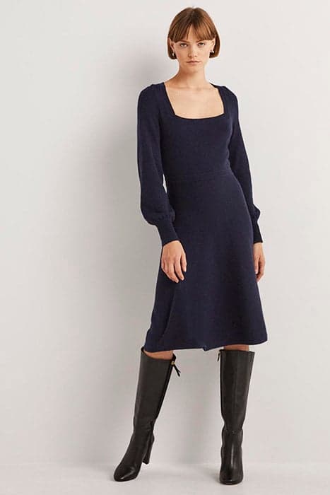 SQUARE NECK KNITTED DRESS NAV by Boden