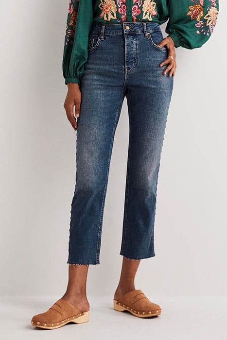 RELAXED STRAIGHT STUDDED JEANS DEN by Boden