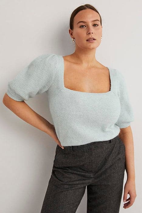 SQUARE NECK FLUFFY JUMPER BLU by Boden