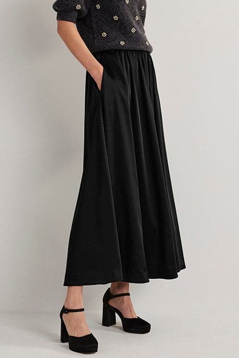 FULL SATIN MAXI SKIRT BLK by Boden