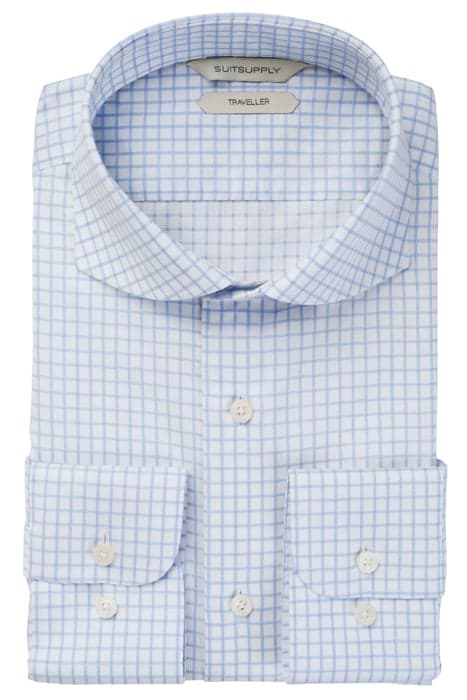 Light Blue Checked Extra Slim Fit Shirt by Suitsupply