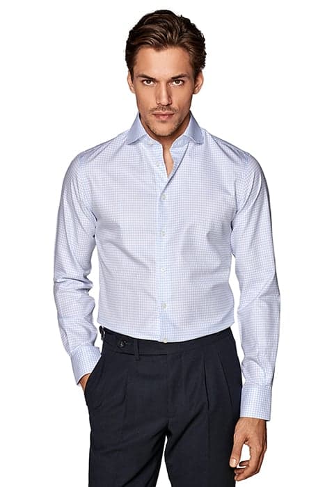 LIGHT BLUE CHECKED EXTRA SLIM FIT SHIRT by Suitsupply