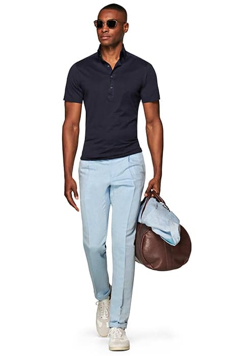 NAVY JERSEY EXTRA SLIM FIT SHORT SLEEVE SHIRT by Suitsupply