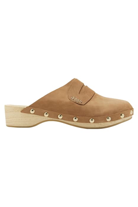 LEATHER HEELED CLOGS TAN by Boden