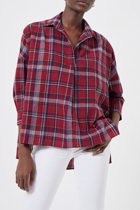 CHECK SHIRT SIDE SPLIT REDCHECK MULTI by French Connection