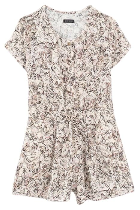 GIRLS' ECRU BUTTERFLY PRINT ECOVERO® PLAYSUIT WHITE by IKKS