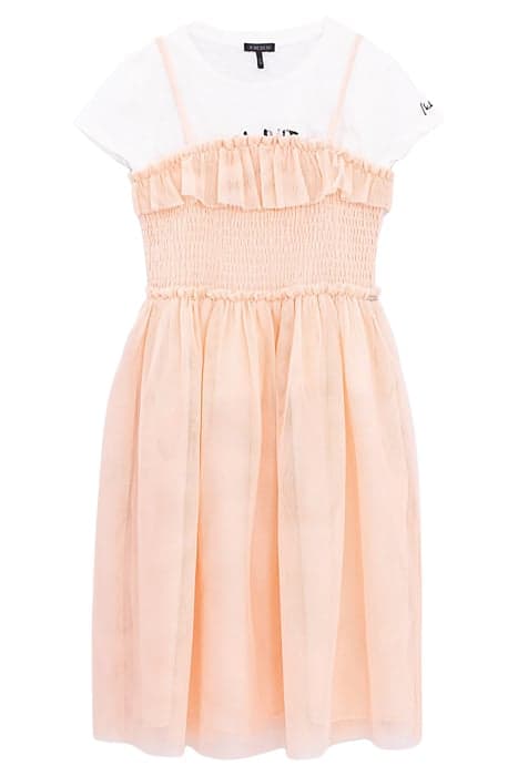 GIRLS’ BLUSH 2-IN-1 SMOCKED TULLE DRESS AND SLOGAN T-SHIRT by IKKS