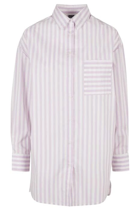 LADIES OVERSIZED STRIPE SHIRT WHITE/LILAC by Urban Classics