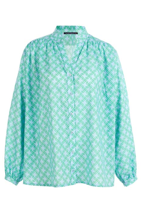 LS SHIRT FROUNCED SHOULDER BLUE by River Woods