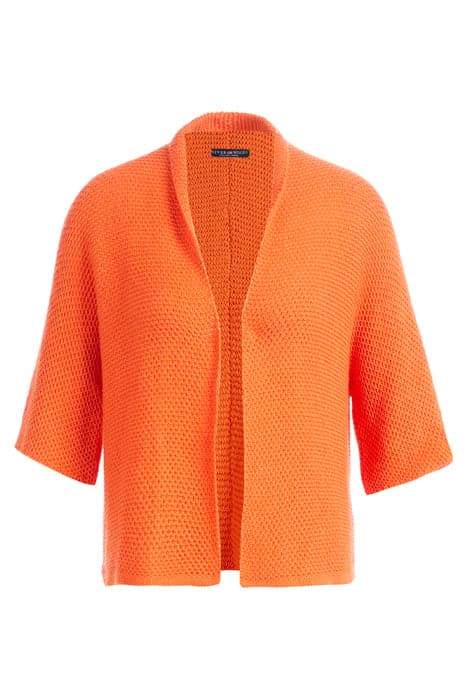 V-NECK FANCY KNIT CARDI 3/4SL ORANGE by River Woods