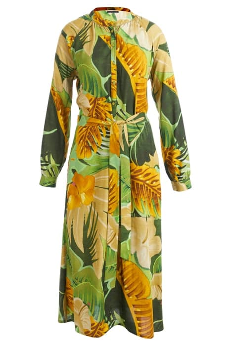 DRESS FROUNCED NECKLINE LS GREEN by River Woods