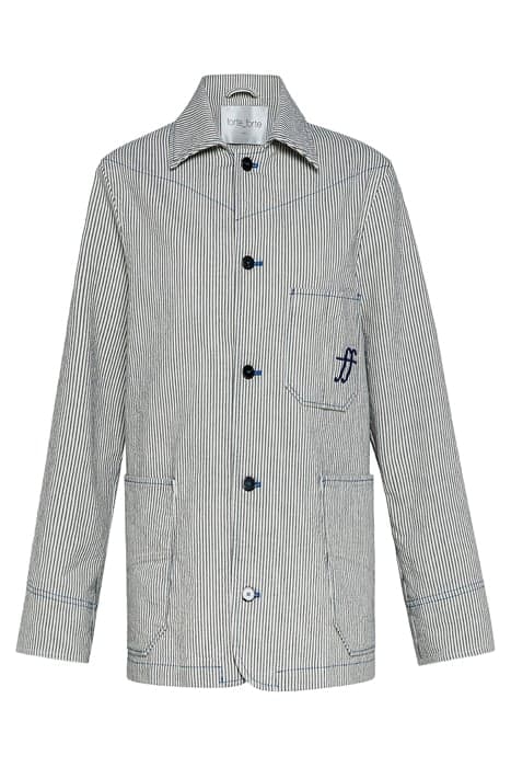 DÉLAVÉ INDACO STRIPE WORKER JACKET STRIPE by forte_forte