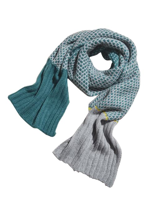 HONEYCOMB KNITTED SCARF TEAL MLT by White Stuff