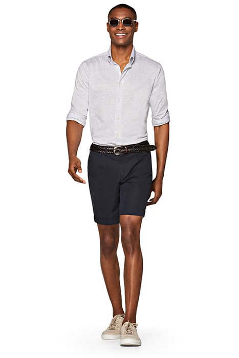 NAVY PLEATED BENNINGTON SHORTS by Suitsupply