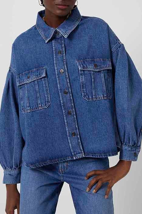 PENELOPE DENIM PUFF SLV SHIRT MID VINTAGE by French Connection