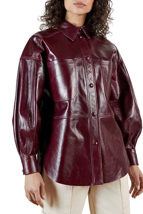 FLOREIY LEATHER SHACKET MAROON by Ted Baker