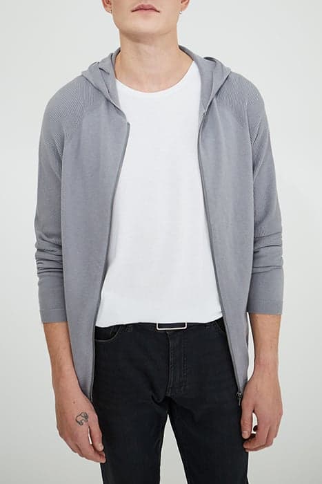 GREY MARL 3D KNIT HOODED CARDIGAN by IKKS