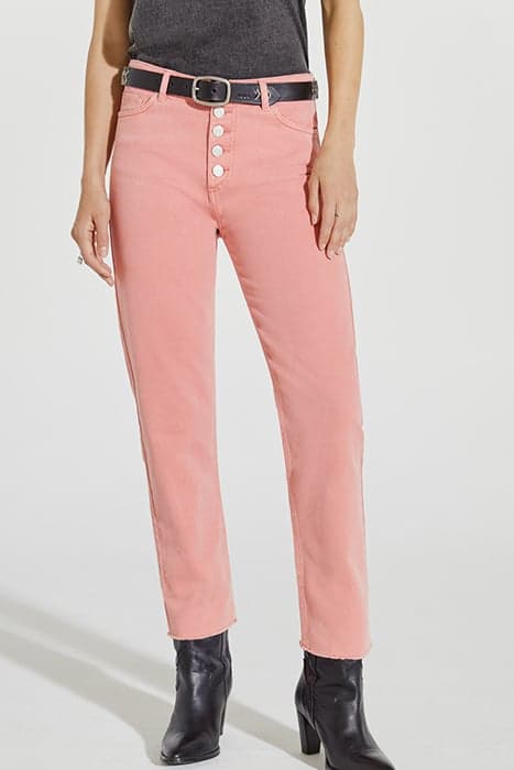 PINK RAW-EDGE HIGH-WAIST STRAIGHT CROPPED JEANS by IKKS