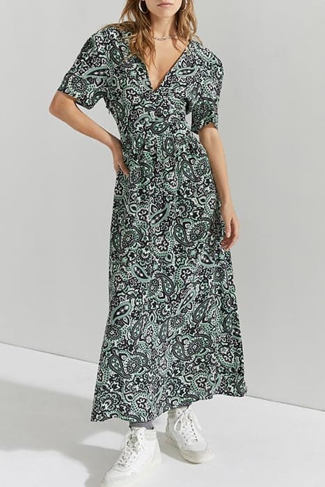 GREEN PAISLEY PRINT VISCOSE LONG DRESS by IKKS