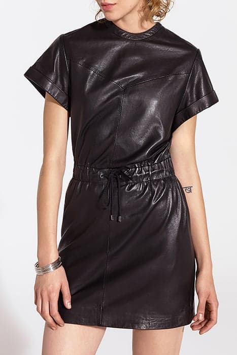 PURE EDITION LEATHER SHORT DRESS WITH WAIST TIE by IKKS