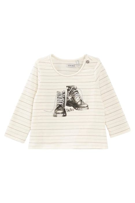 GIRLS’ OFF-WHITE LUREX STRIPED BOOTS IMAGE T-SHIRT OFF-WHITE by IKKS