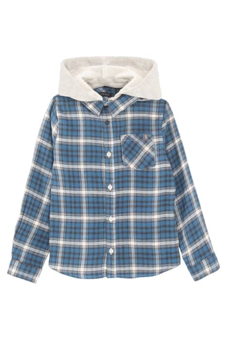 BOYS' DARK BLUE CHECK SHIRT WITH DETACHABLE HOOD BLUE by IKKS