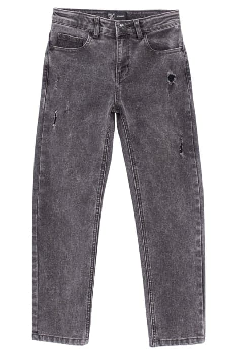 BOYS’ MEDIUM GREY RELAXED JEANS WITH PLACED WORN PATCHES MED by IKKS