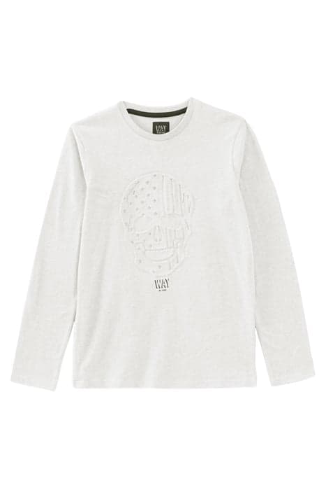 BOYS’ MEDIUM GREY MARL EMBOSSED SKULL T-SHIRT MOTTLED GREY by IKKS