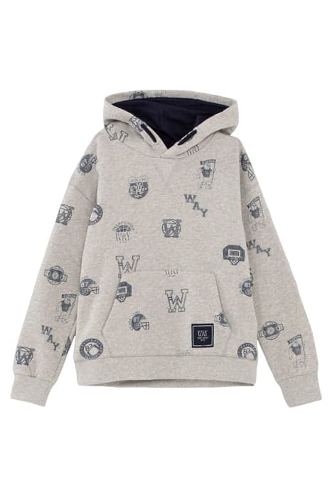 BOYS’ GREY MARL COLLEGE STAMP IMAGE LOOSE HOODIE MOTTLED GRE by IKKS