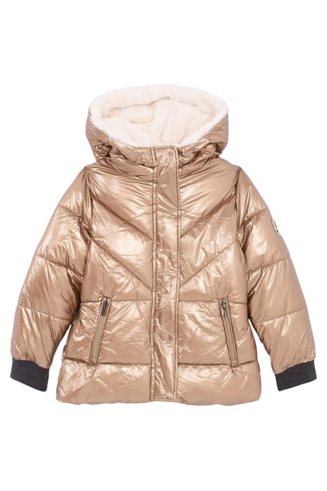 GIRLS’ GOLD FUR-LINED PADDED JACKET, DETACHABLE MITTENS GOLD by IKKS