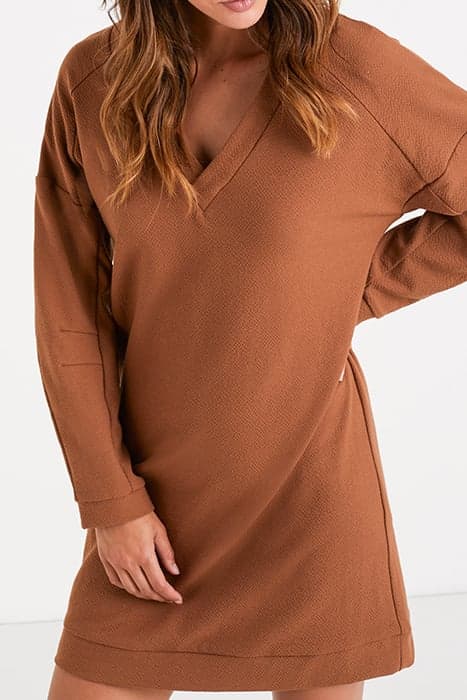 CARAMEL DRESS WITH BANDS ON SLEEVES by ICODE