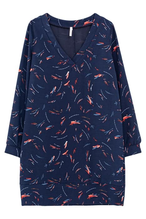 NAVY DRESS WITH ARTY PENCILLED PRINT by ICODE