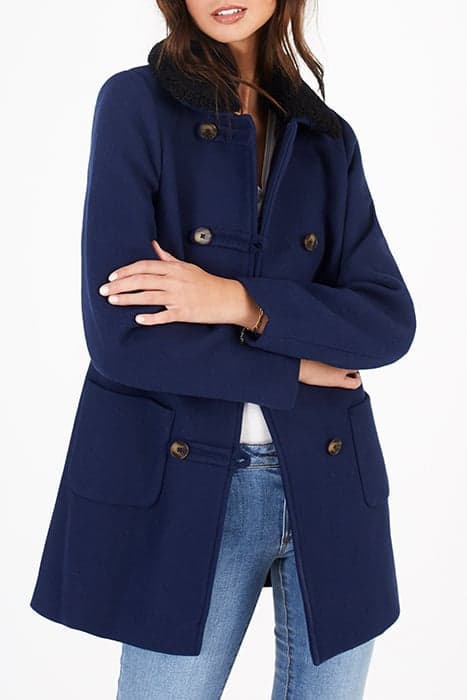 NAVY BLUE DUFFLE COAT-STYLE COAT by ICODE