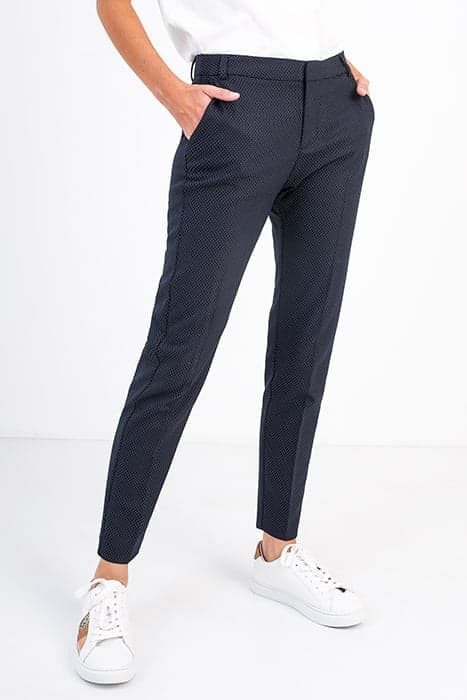 NAVY BLUE MINIMALIST JACQUARD CITY TROUSERS by ICODE