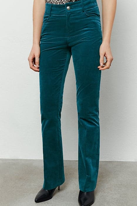 SLATE BLUE CORDUROY FLARED TROUSERS by IKKS